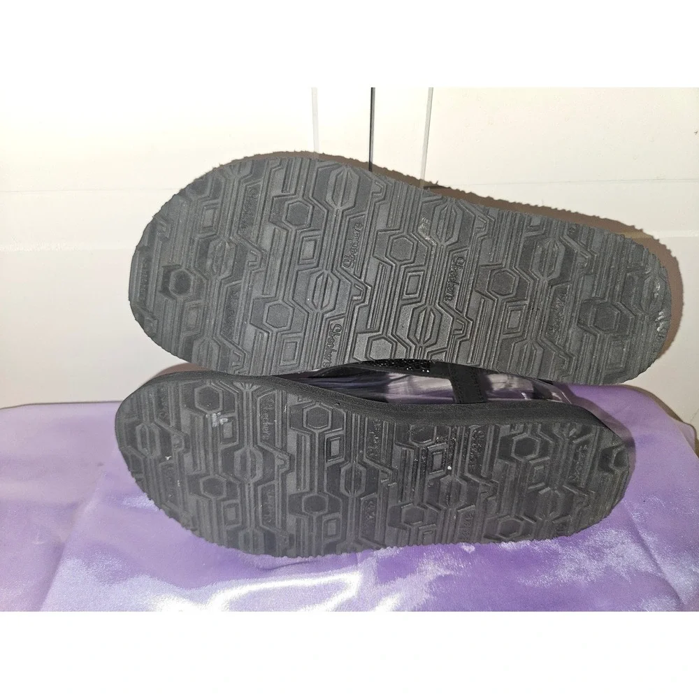 Skechers Yoga Foam Black Rhinestone Slingback Thong Sandals Womens sz 8